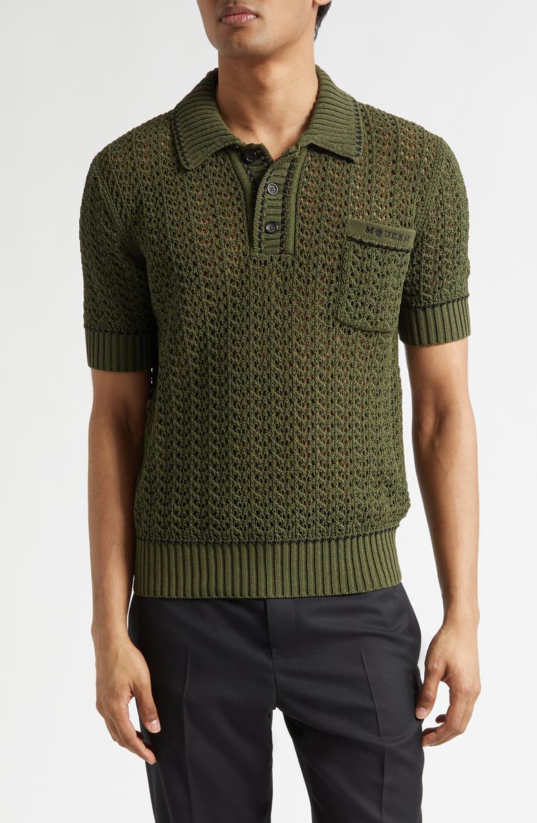 McQueen Open Stitch Polo, Main, color, Dark Green Bottle