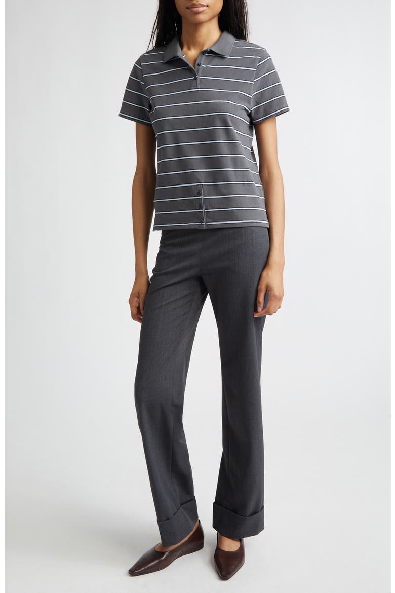 Julieta Stripe Cotton Piqué Polo, Alternate, color, GREY