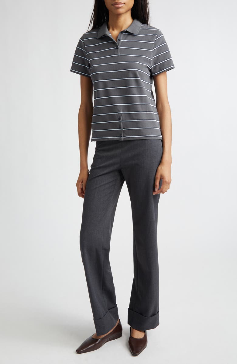 Paloma Wool Julieta Stripe Cotton Piqué Polo, Alternate, color, Grey