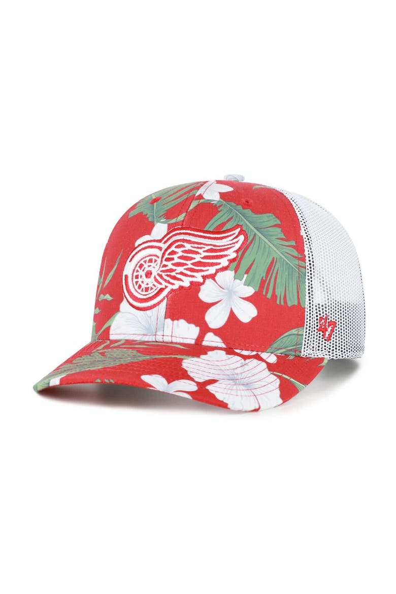 Men's '47  Red/White Detroit Red Wings Beach Side Adjustable Trucker Hat, Main, color, Red
