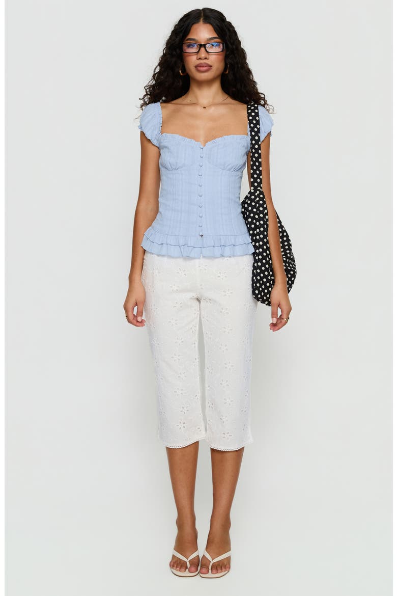 Suiter Frill Detail Top, Alternate, color, SOFT BLUE
