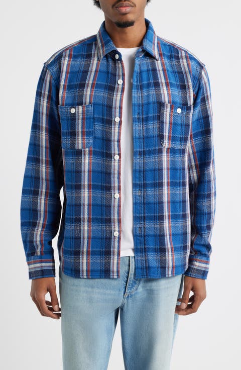 Plaid Cotton Button-Up Work Shirt