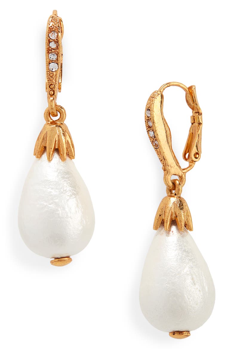 Small Imitation Pearl Drop Earrings, Main, color, GOLD