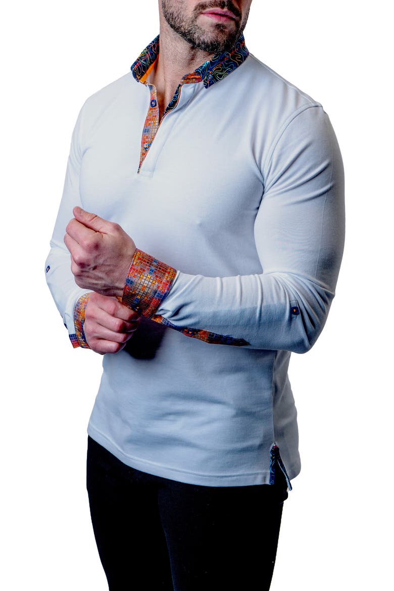 Newton Cloud White Long Sleeve Polo, Alternate, color, WHITE