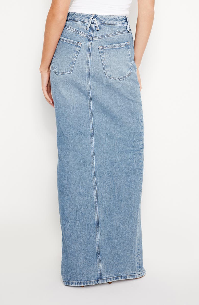 Good American Slit Front Denim Maxi Skirt, Alternate, color, Indigo599