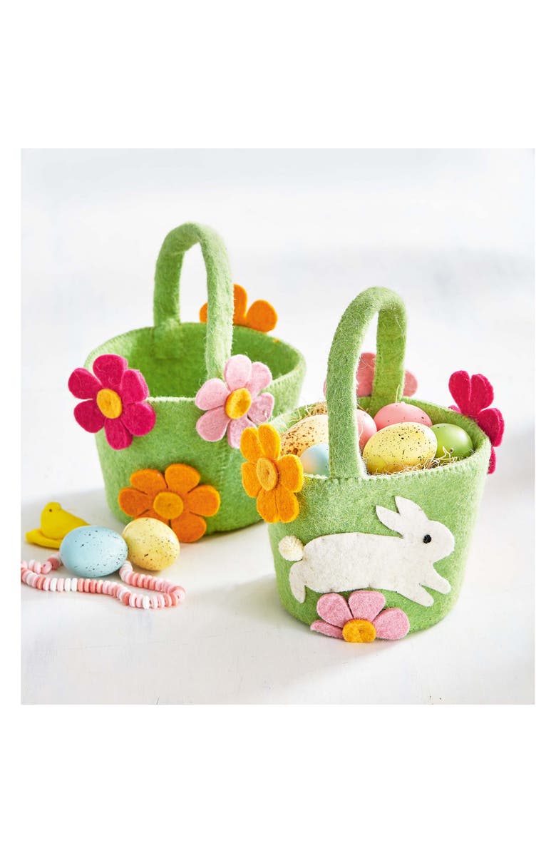 tag Easter Felt Bunny and Flowers Kids Egg Treat Basket Green, Alternate, color, Multicolored
