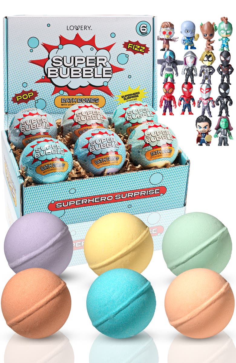 Lovery 12-Pc. Superhero Bath Bombs Gift Set with Surprise Toy, Main, color, Multicolor