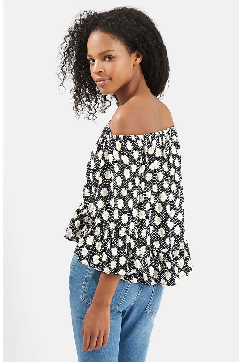 Daisy Off the Shoulder Top, Alternate, color, BLACK MULTI
