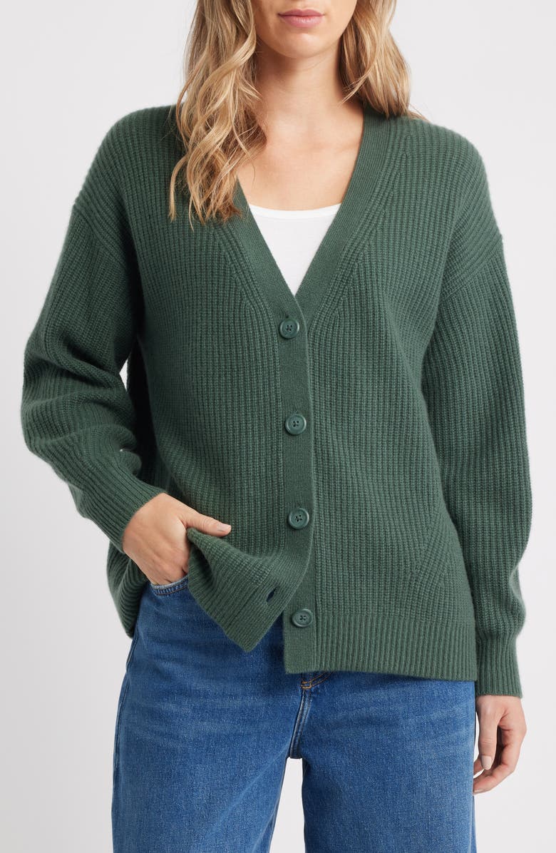 MARGARET O'LEARY Fairfax Cashmere Cardigan, Alternate, color, Kale