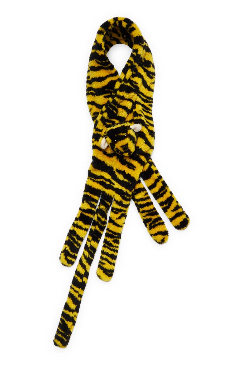 Tiger Faux Shearling Scarf, Main, color, GOLDEN YELLOW