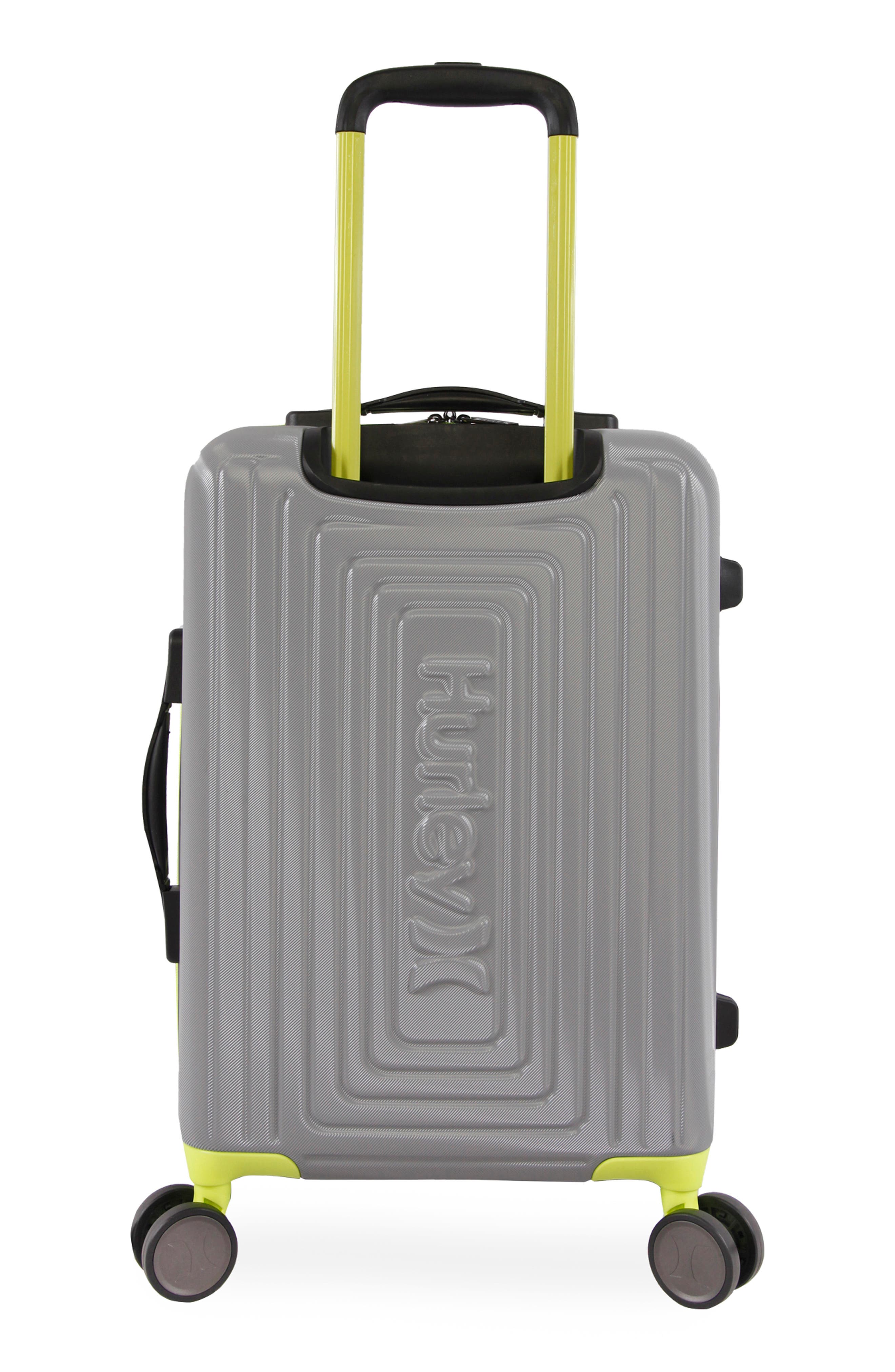 Hurley Suki 21" Hardshell Spinner Suitcase, Alternate, color, Light Grey / Neon