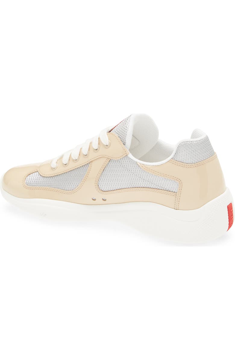 Prada America's Cup Vernice Bike Low Top Sneaker, Alternate, color, Quarzo/ Argento