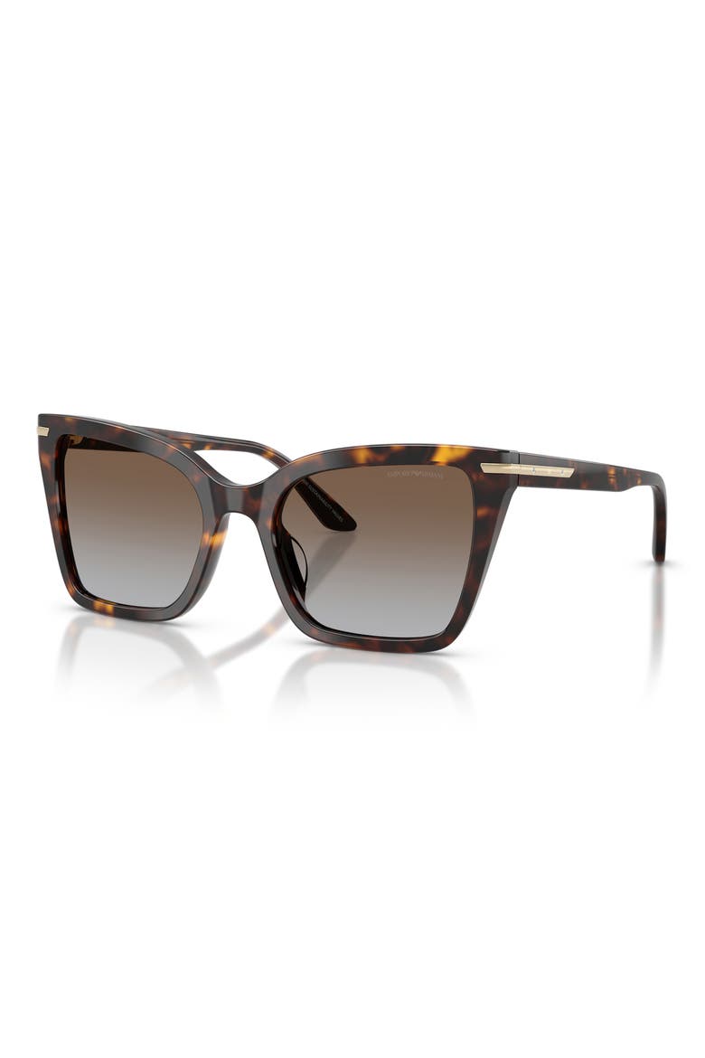 53mm Gradient Square Sunglasses, Alternate, color, SHINY HAVANA / GREY BROWN