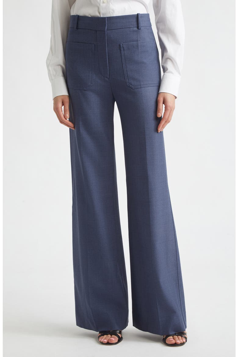 Alina High Waist Stretch Flare Pants, Main, color, DUSK BLUE MELANGE