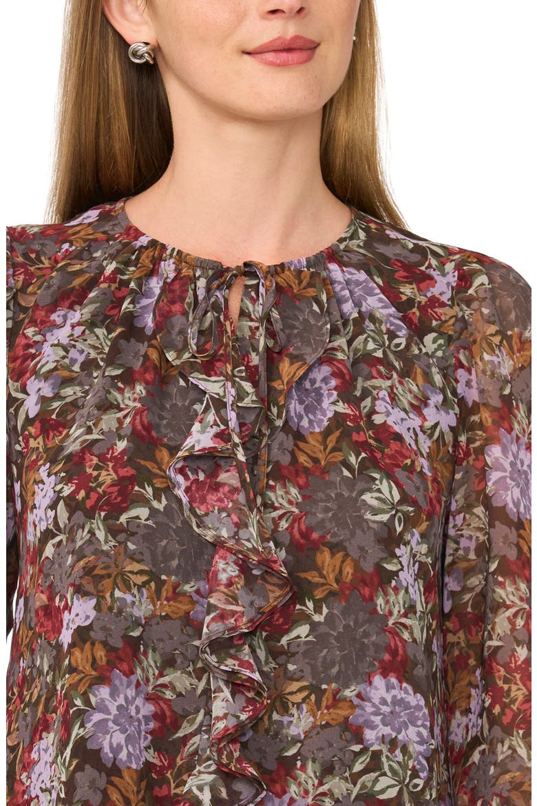 Long Sleeve Ruffle Top, Alternate, color, SADDLE BROWN FLORAL