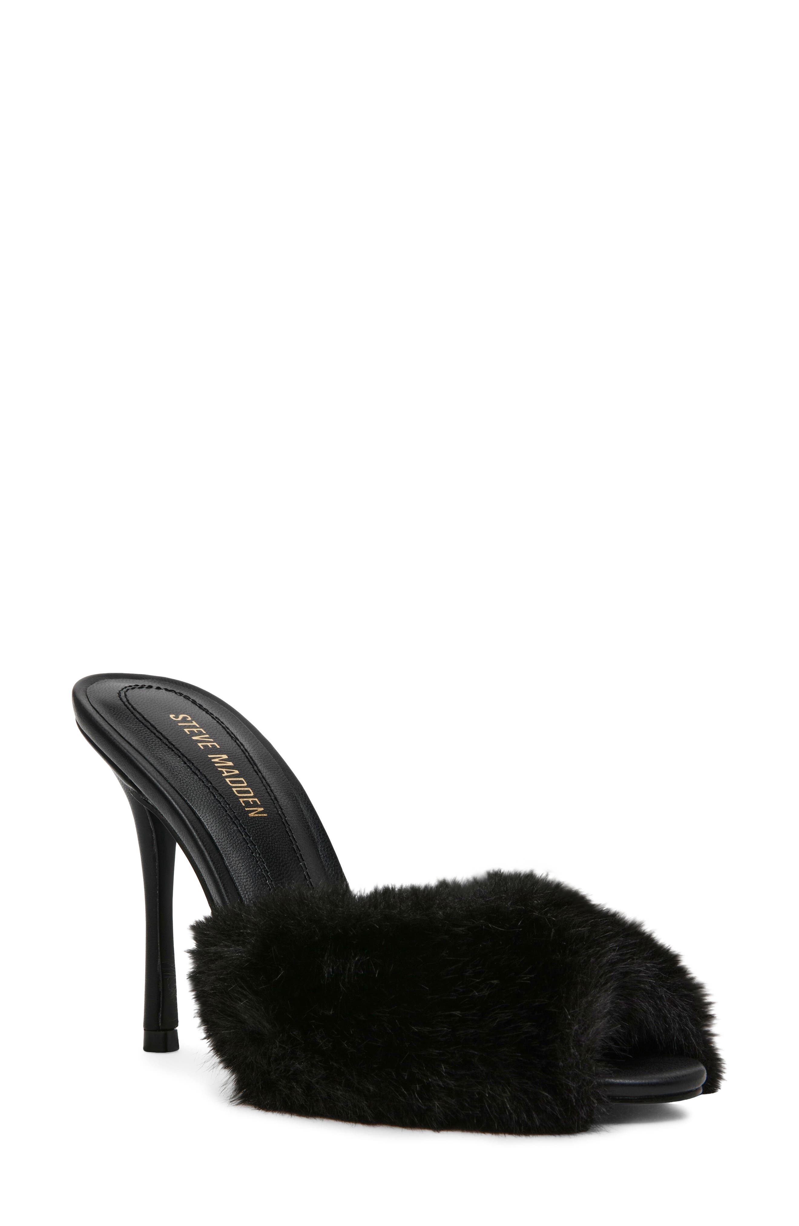 Steve Madden Priya Faux Fur Sandal, Main, color, 