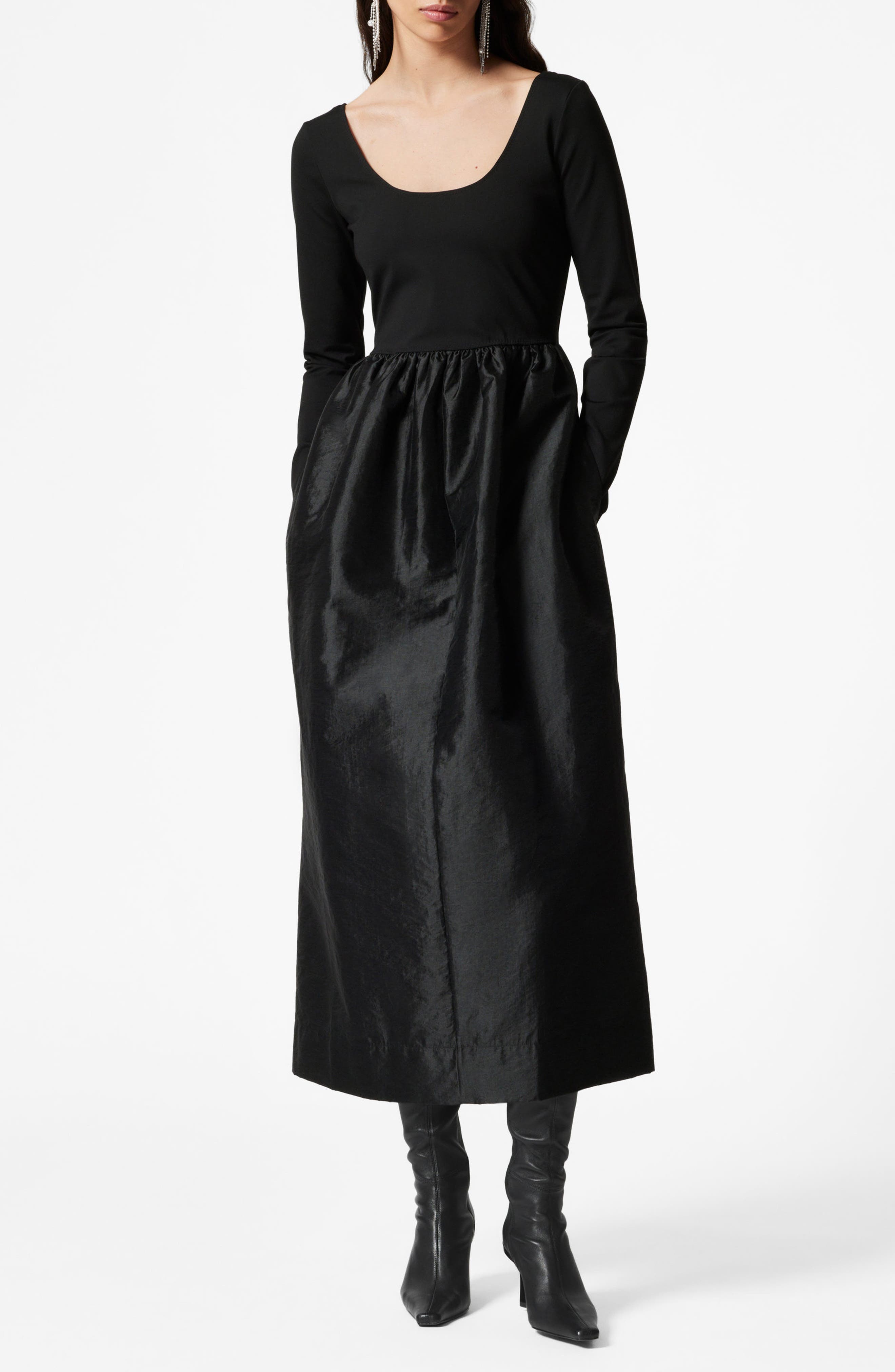 & Other Stories Long Sleeve A-Line Midi Dress