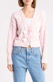 Madden Girl Heart Cable Bow Cardigan