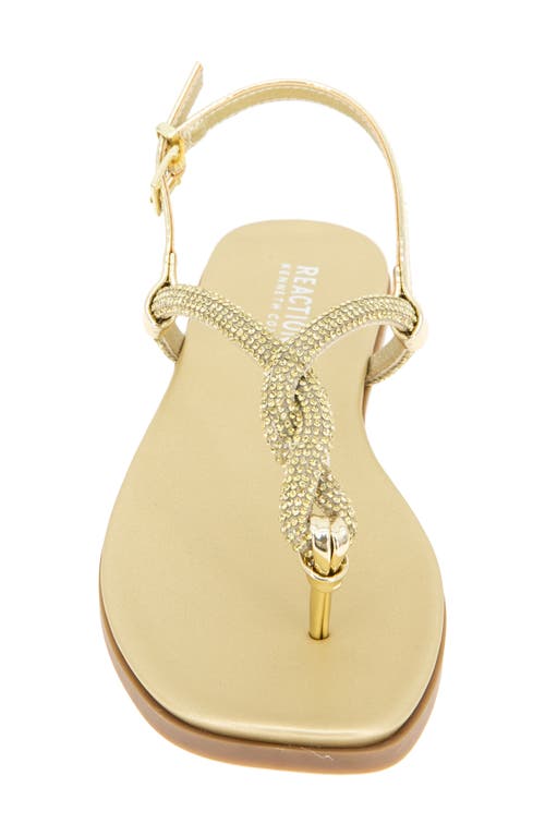 Reaction Kenneth Cole Whitney Crystal Strap Flat Sandal In Gold Jewel