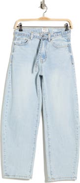 Kensie Jessica High Rise Belted Ankle Barrel Leg Jeans