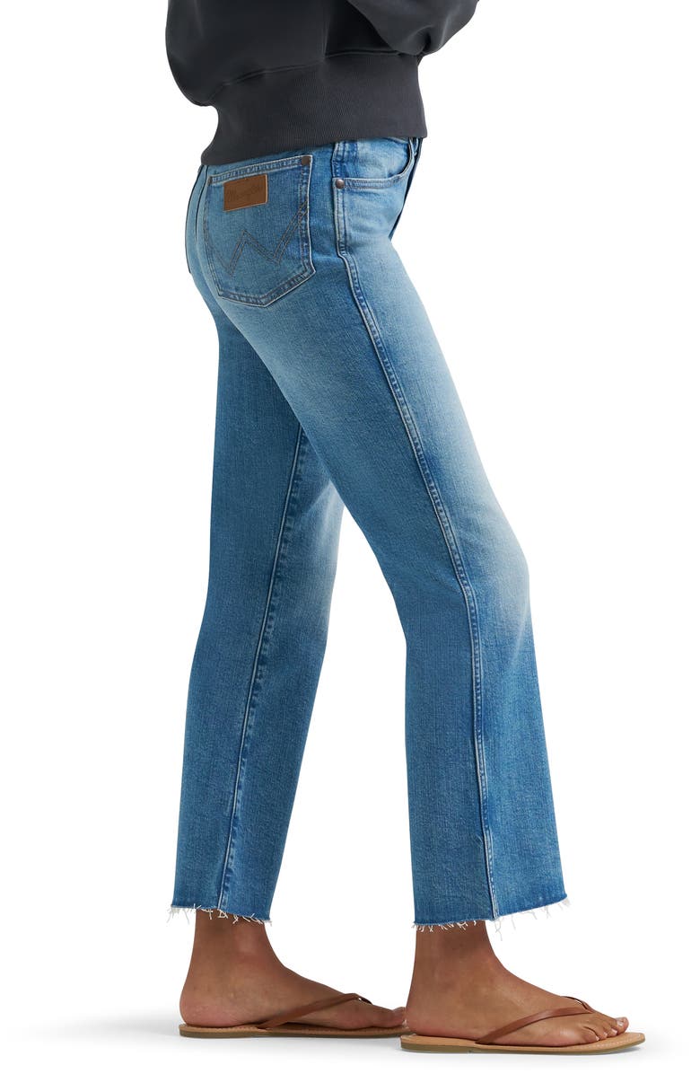 Wrangler Raw Hem High Waist Kick Flare Jeans, Alternate, color,