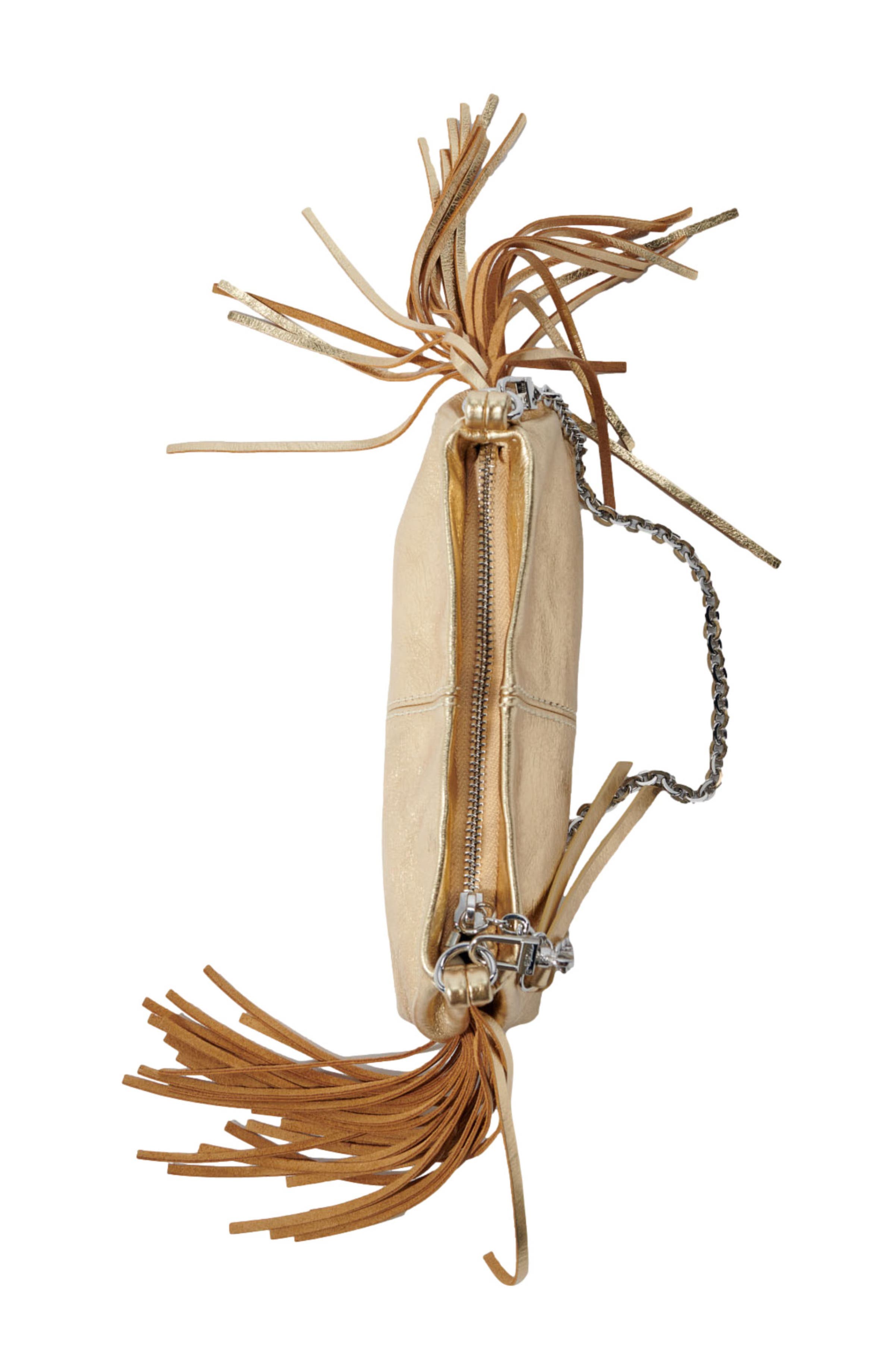 maje Metallic leather Miss M Pouch bag, Alternate, color, Gold