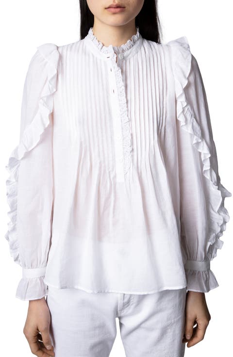 Timmy Tomboy Ruffle Cotton Blend Blouse