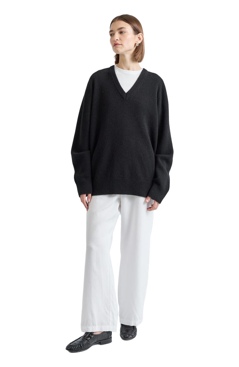 Almina Concept Wool V Neck Sweater, Alternate, color, Black