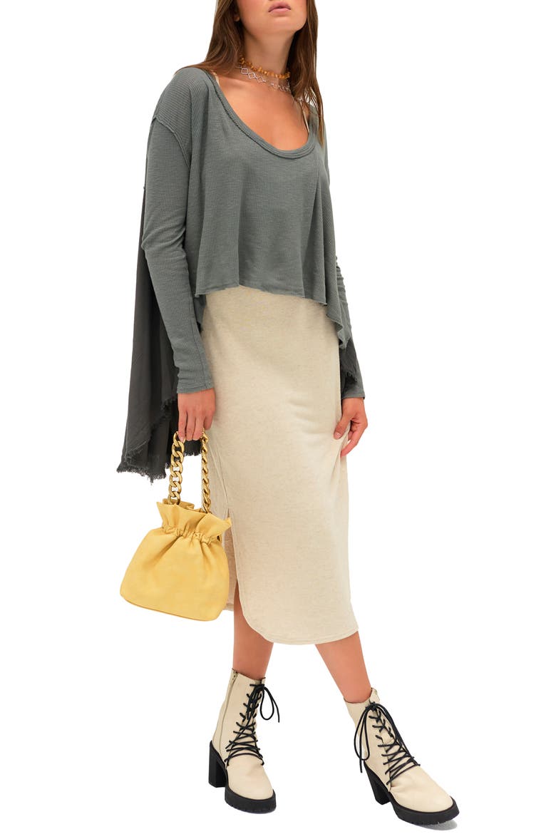 TT Special Waffle Knit High/Low Top, Alternate, color, PINE