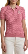 Lauren Ralph Lauren Embroidered Cable Cotton Polo Sweater