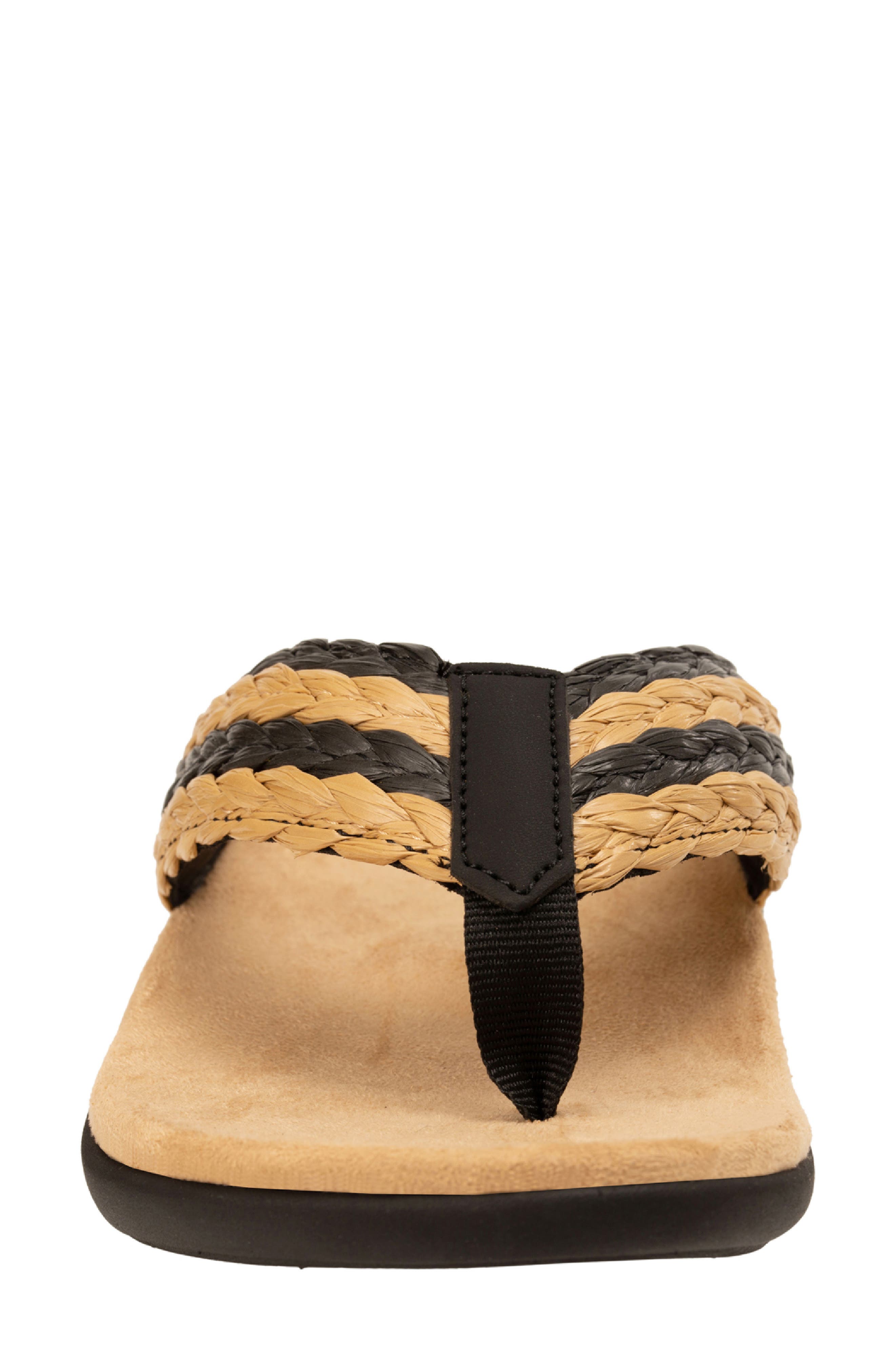 Yumi Raffia Flip Flop, Alternate, color, BLACK TAN