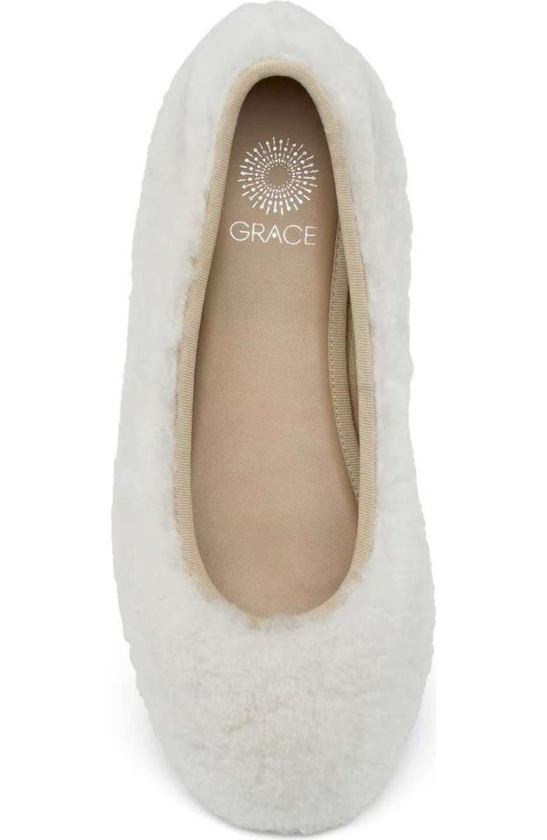 Grace Footwear Reims Genuine Shearling Ballet Flat, Alternate, color, Natural