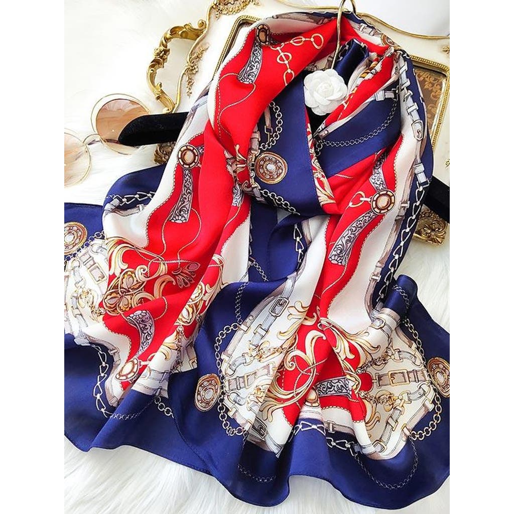 Silksilky Long Silk Scarf In Blue