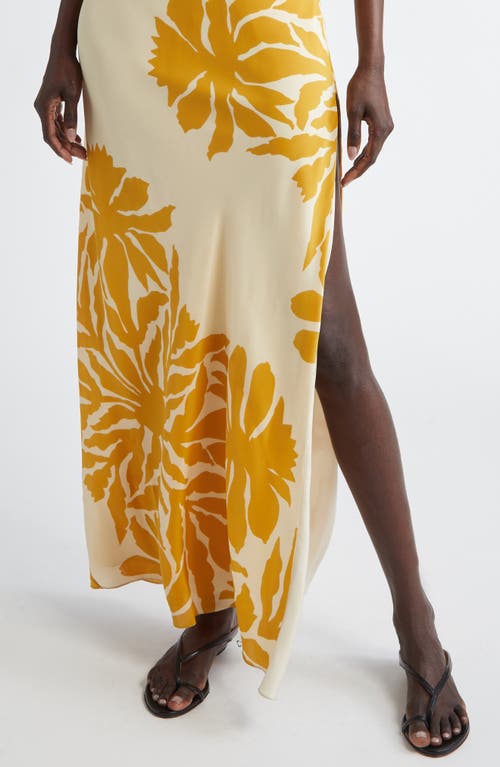 Johanna Ortiz Tropical Harmony Silk Maxi Dress In Clavel Ecru/yellow