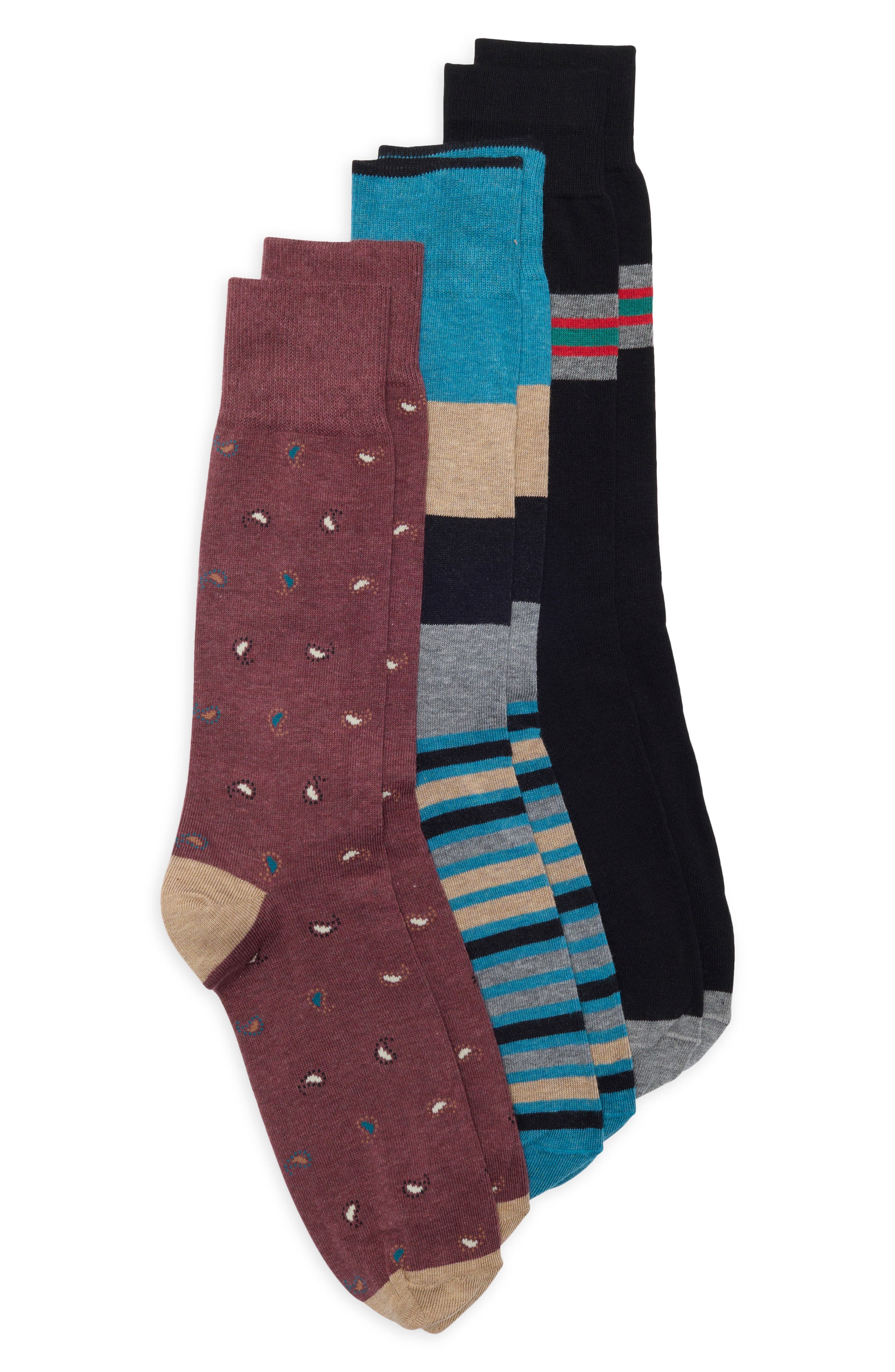 Assorted 3-Pack Cotton Blend Socks