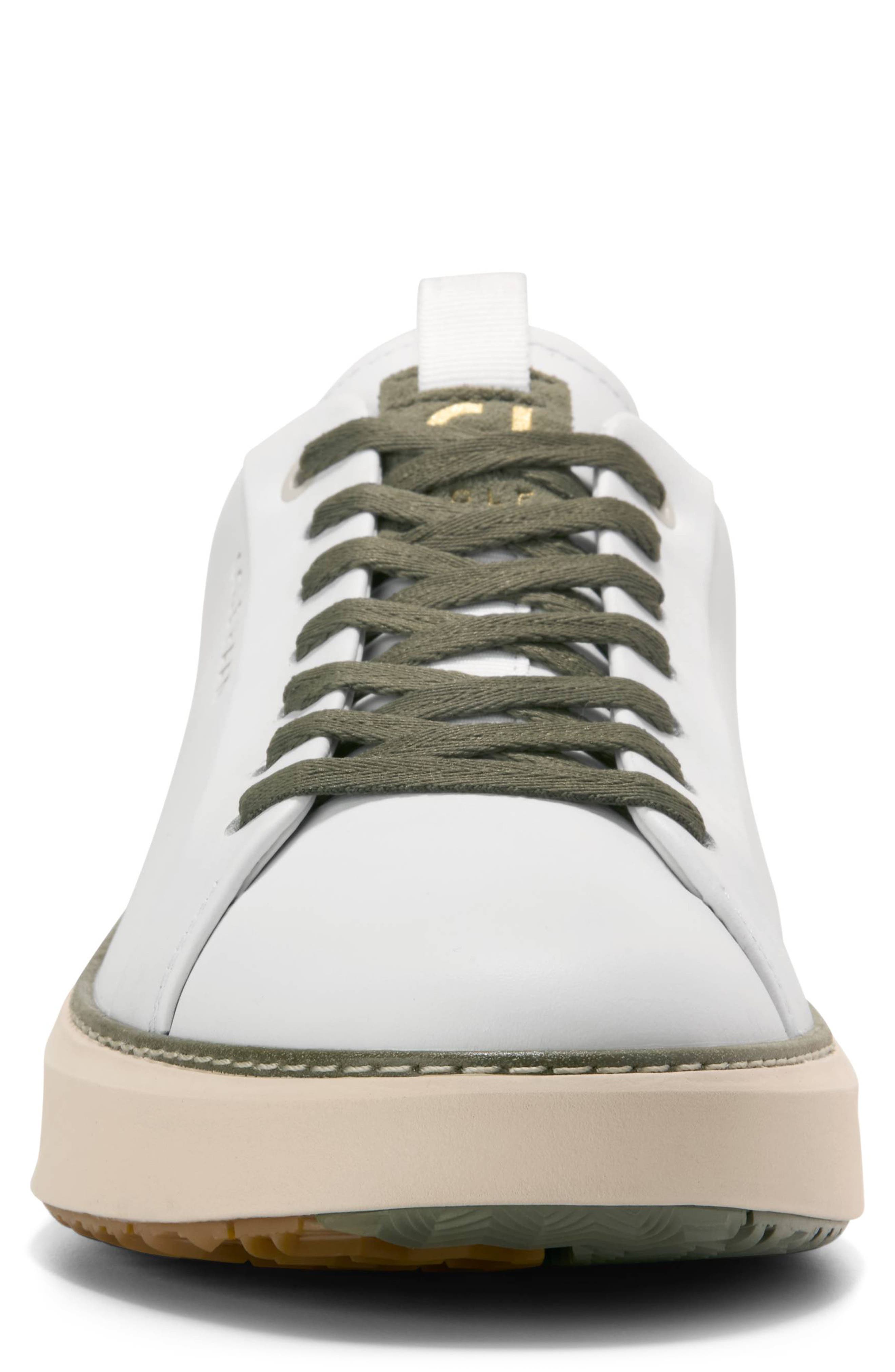 Cole Haan GrandPro Topspin Waterproof Golf Shoe, Alternate, color, White / Dusty Olive Suede