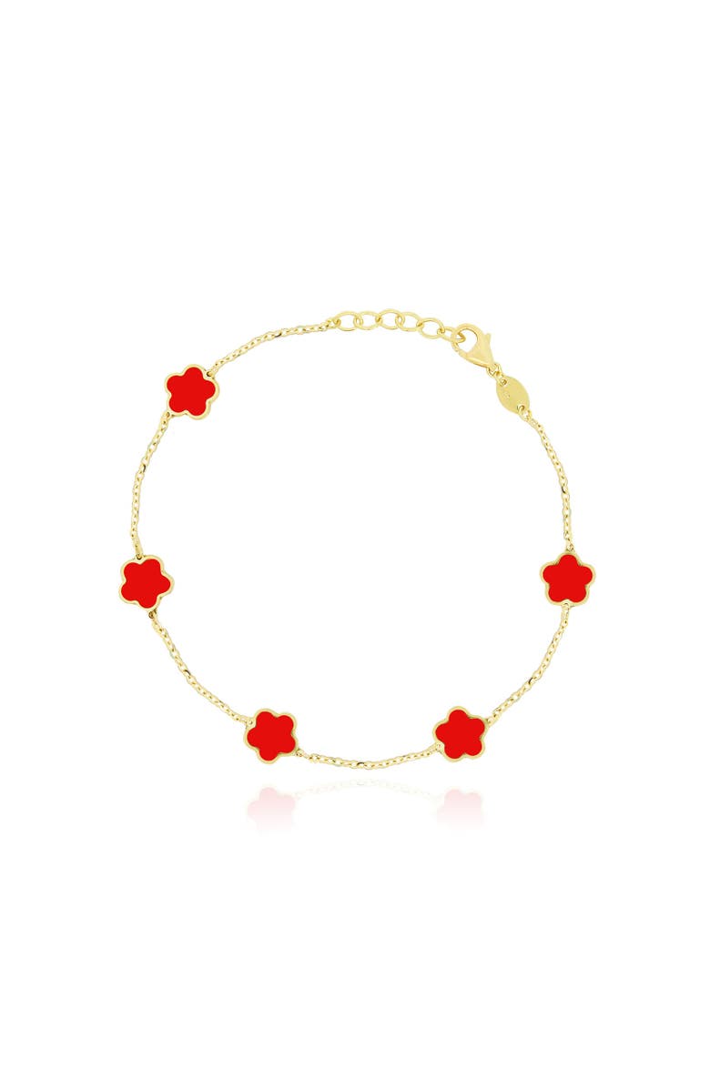 The Lovery Fine Jewelry Coral Flower Bracelet, Main, color, Coral