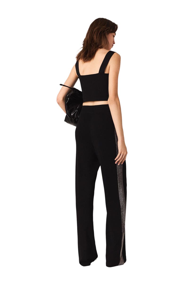 maje Knitted crop top with straps, Alternate, color, Black