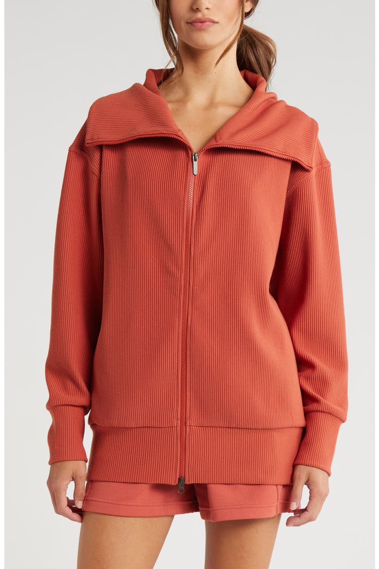 Ottoman Rib Zip Jacket, Alternate, color, RUST REDWOOD