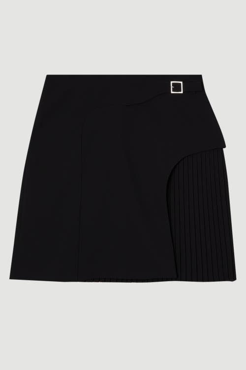 Karen Millen Buckle Detail Pleated Mini Skirt In Black