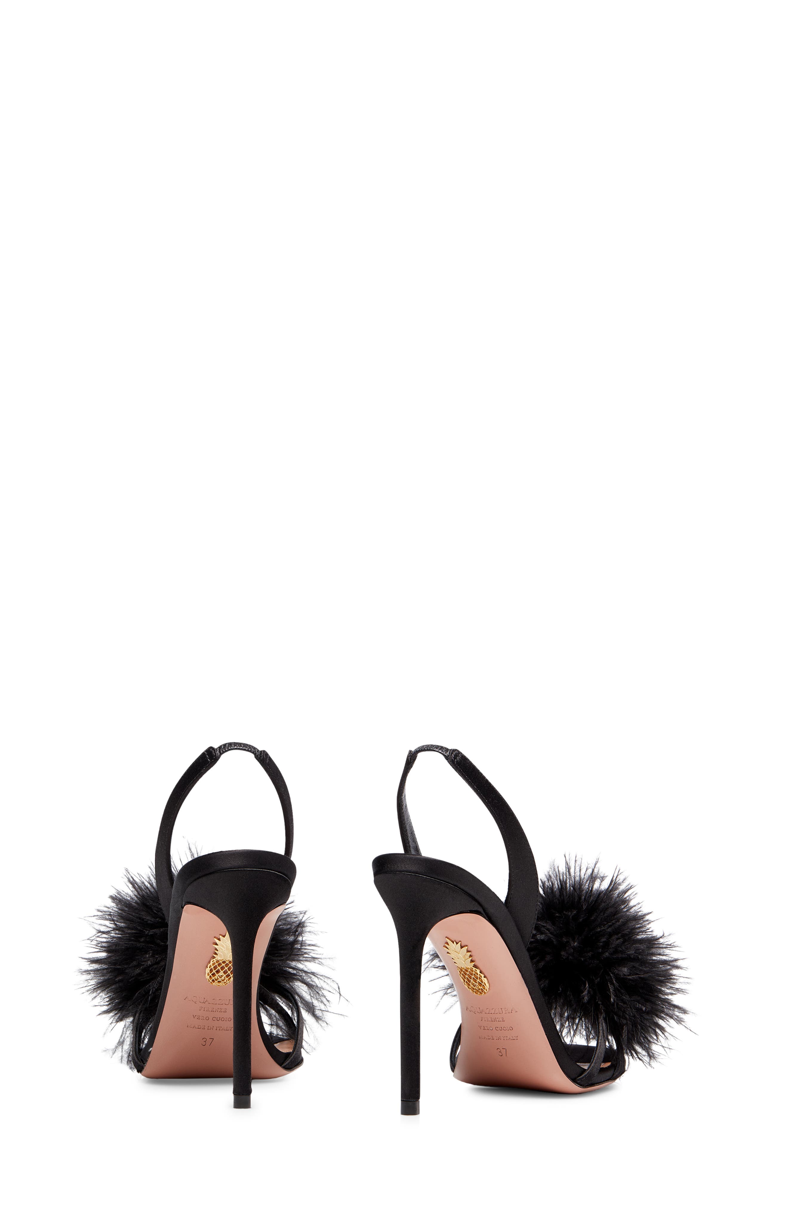 Aquazzura Boudoir Ostrich Feather Sandal, Alternate, color, 