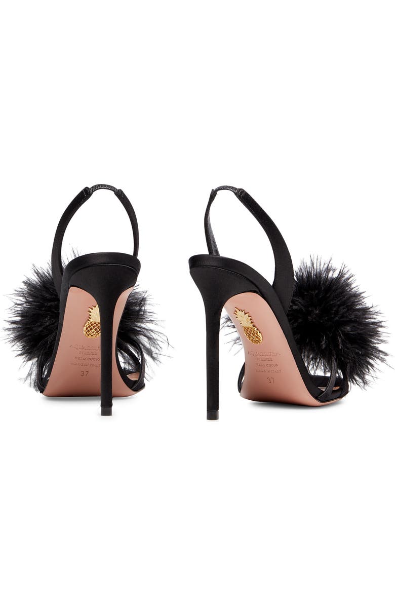 Aquazzura Boudoir Ostrich Feather Sandal, Alternate, color,