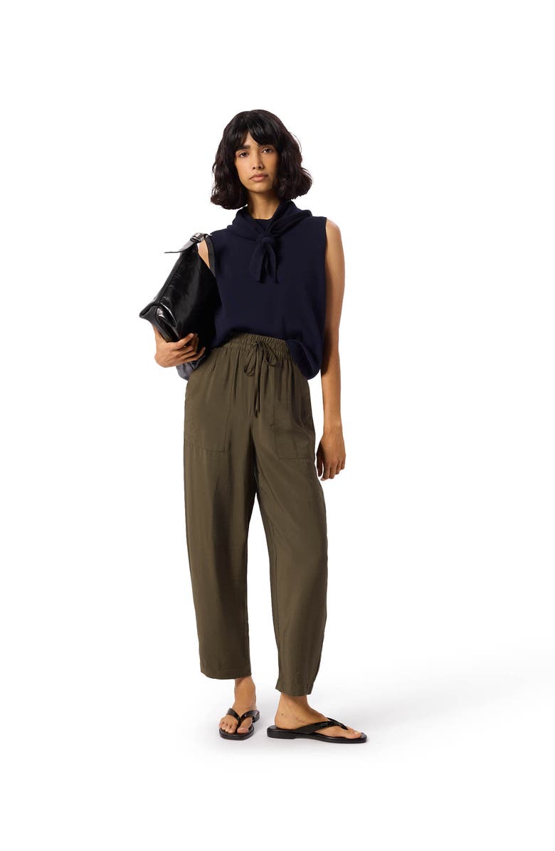 Whistles Linen Elasticated Trousers, Main, color, Blue