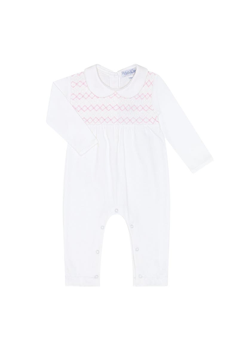 Nellapima Signature Smocked Girls Playsuit - Baby, Main, color, White