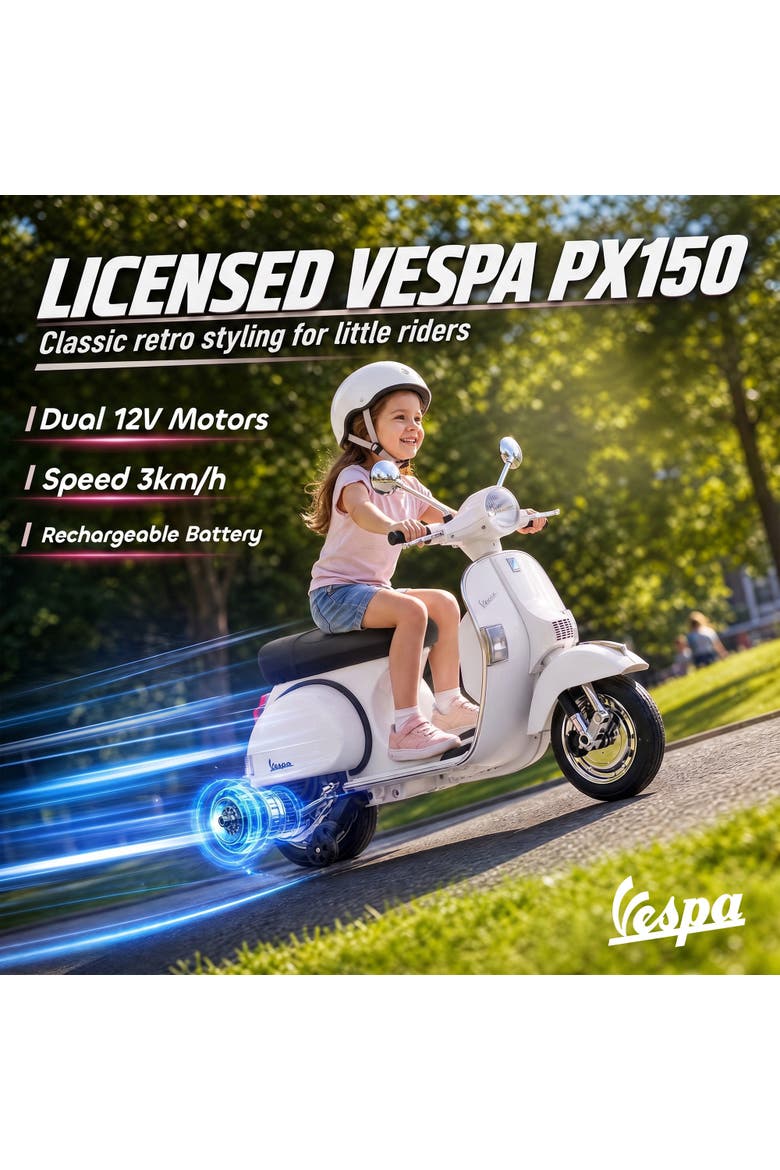 Electric Motorcycle with Training Wheels, Alternate, color, White