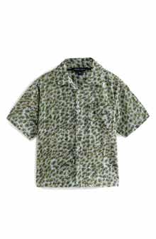 smALLSAINTS by ALLSAINTS Kids' Animal Print Short Sleeve Cotton Button-Up Shirt