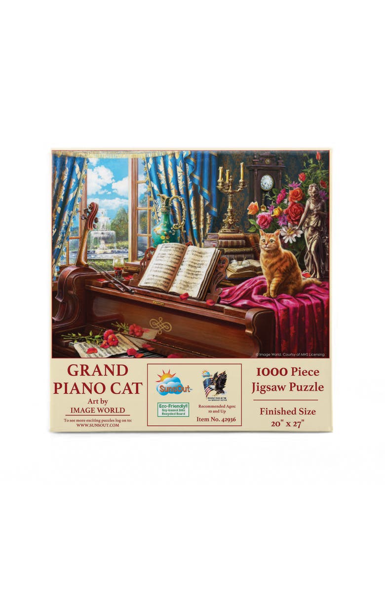 Sunsout Grand Piano  Cat 1000 piece Jigsaw Puzzle for Adults, Alternate, color, Multicolor