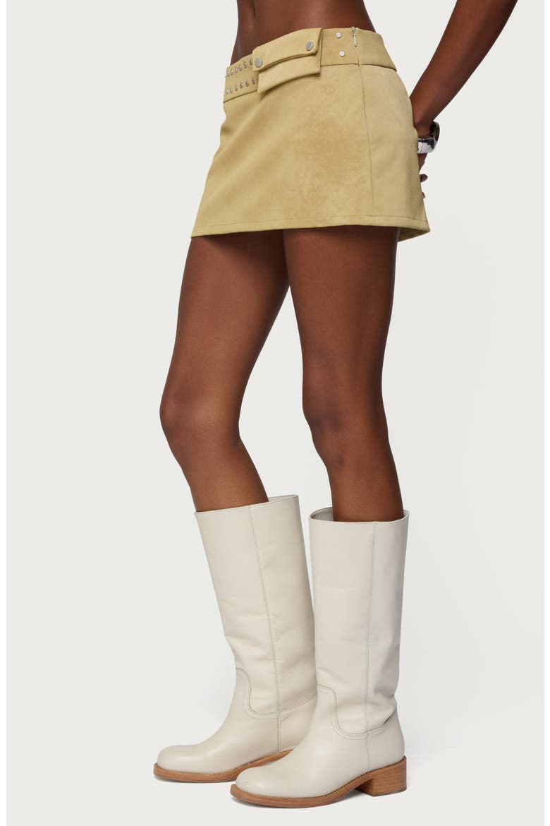 Roney Studded Faux Suede Miniskort, Alternate, color, TAN