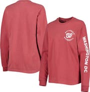 SOFT AS A GRAPE Women's Soft as a Grape Red Washington Nationals Team Pigment Dye Long Sleeve T-Shirt