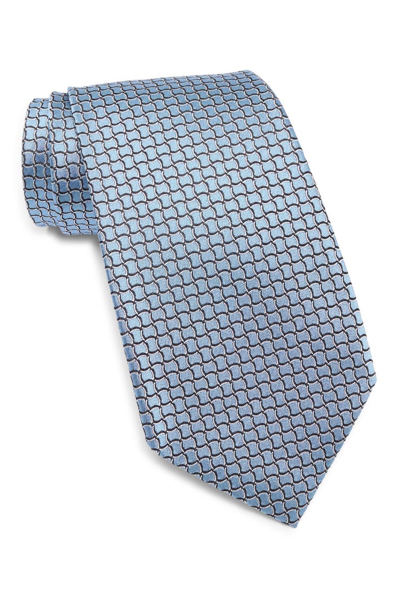 Tile Silk Tie, Main, color, BR BLU FAN
